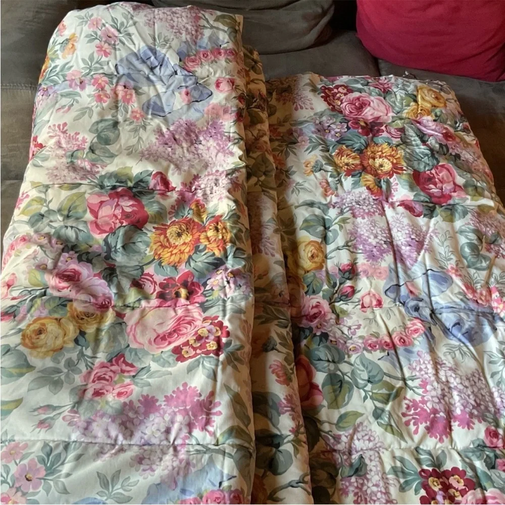 Vintage Ralph Lauren Allison floral king comforter 100% cotton blanket rare